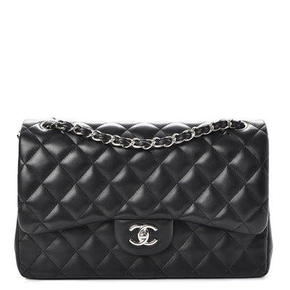 Chanel Lambskin Quilted Jumbo Double Flap Black 1 of 9