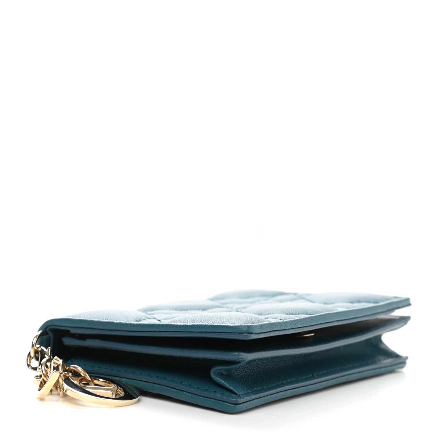Christian Dior Lambskin Cannage Small Lady Dior Flap Card Holder Deep Ocean 4 of 9