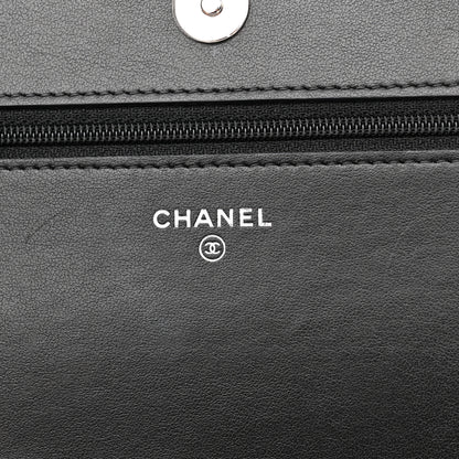 Chanel Caviar Camellia Embossed Wallet On Chain WOC Black 6 of 13
