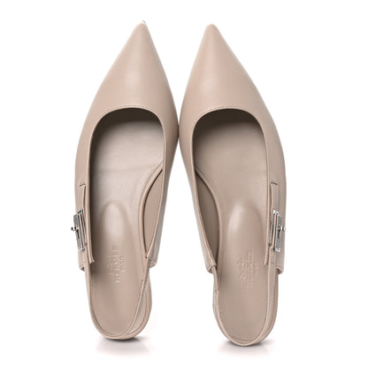 Hermes Nappa Lovely Slingback Flats 38.5 Beige Galet 2 of 10