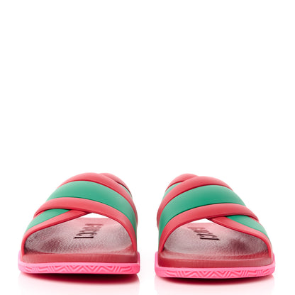 Gucci Rubber Web Womens Criss Cross Slide Sandals 38 Coral New Shamarock 2 of 9