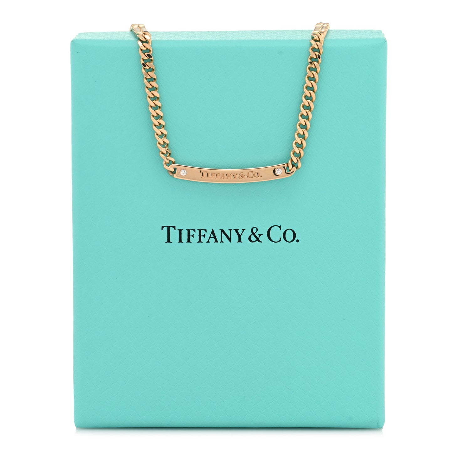 18K Rose Gold Diamond Micro Link ID Chain Necklace