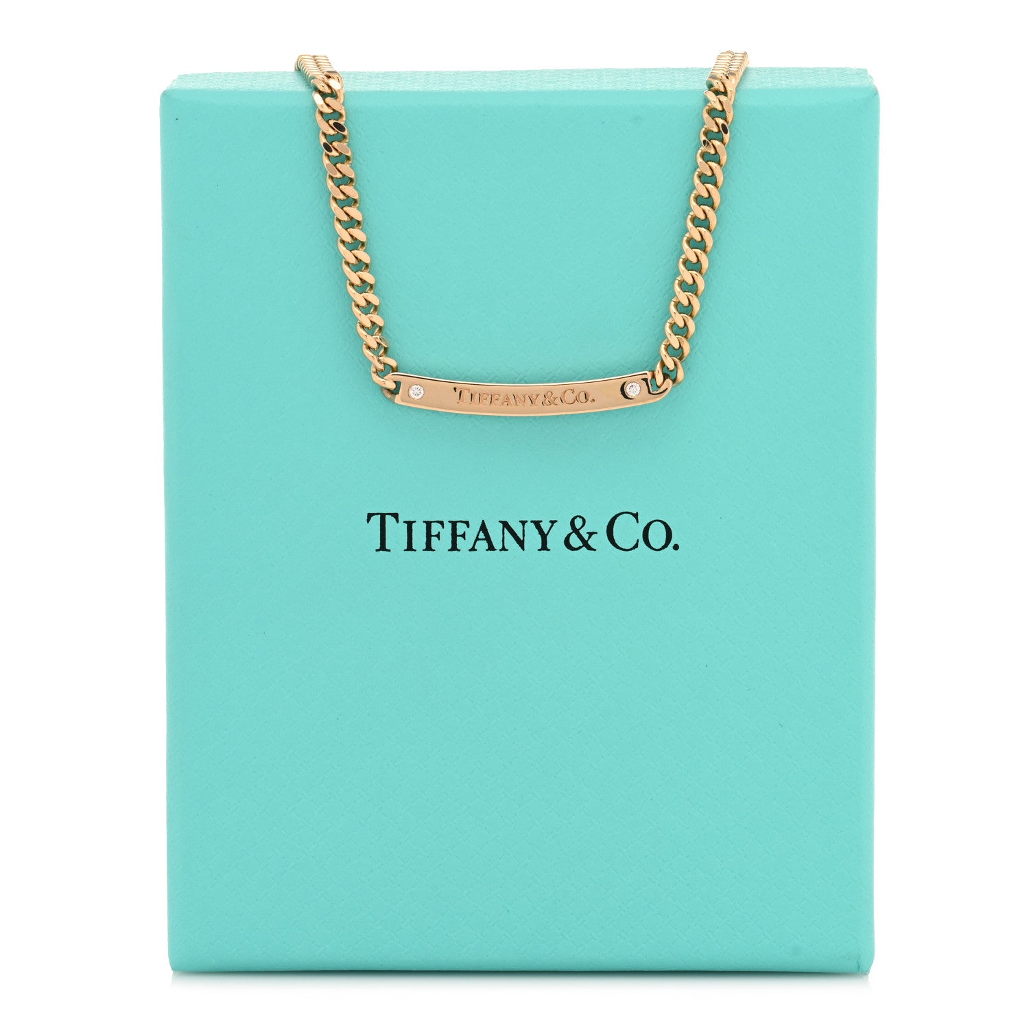 Tiffany 18K Rose Gold Diamond Micro Link ID Chain Necklace 6 of 6