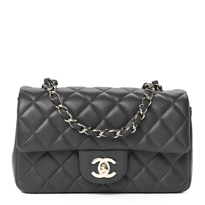 Chanel Lambskin Quilted Mini Rectangular Flap Dark Grey 1 of 13