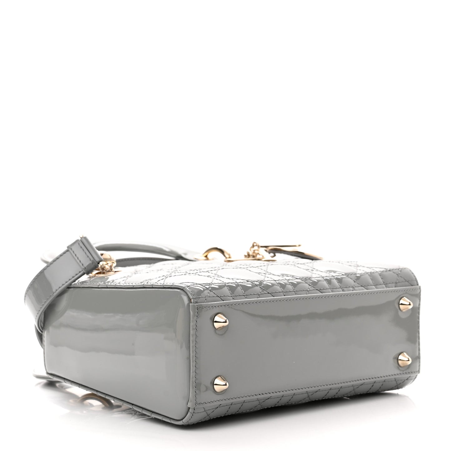 Patent Cannage Small Lady Dior Grey