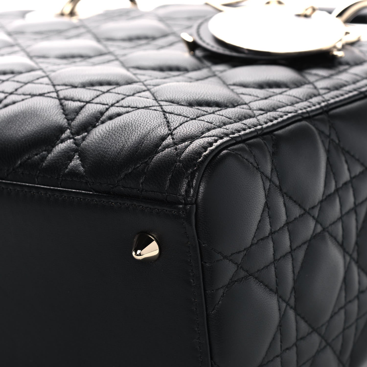 Christian Dior Lambskin Cannage Medium Lady Dior Black 10 of 14