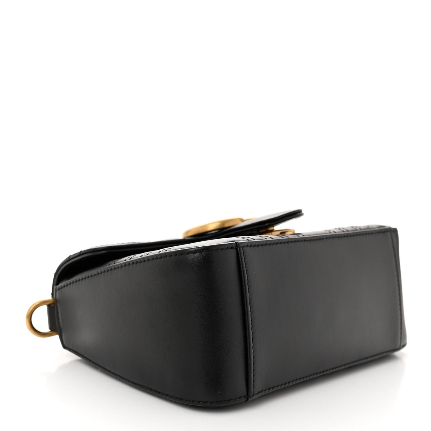 Calfskin Matelasse Mini GG Marmont Top Handle Shoulder Bag Black