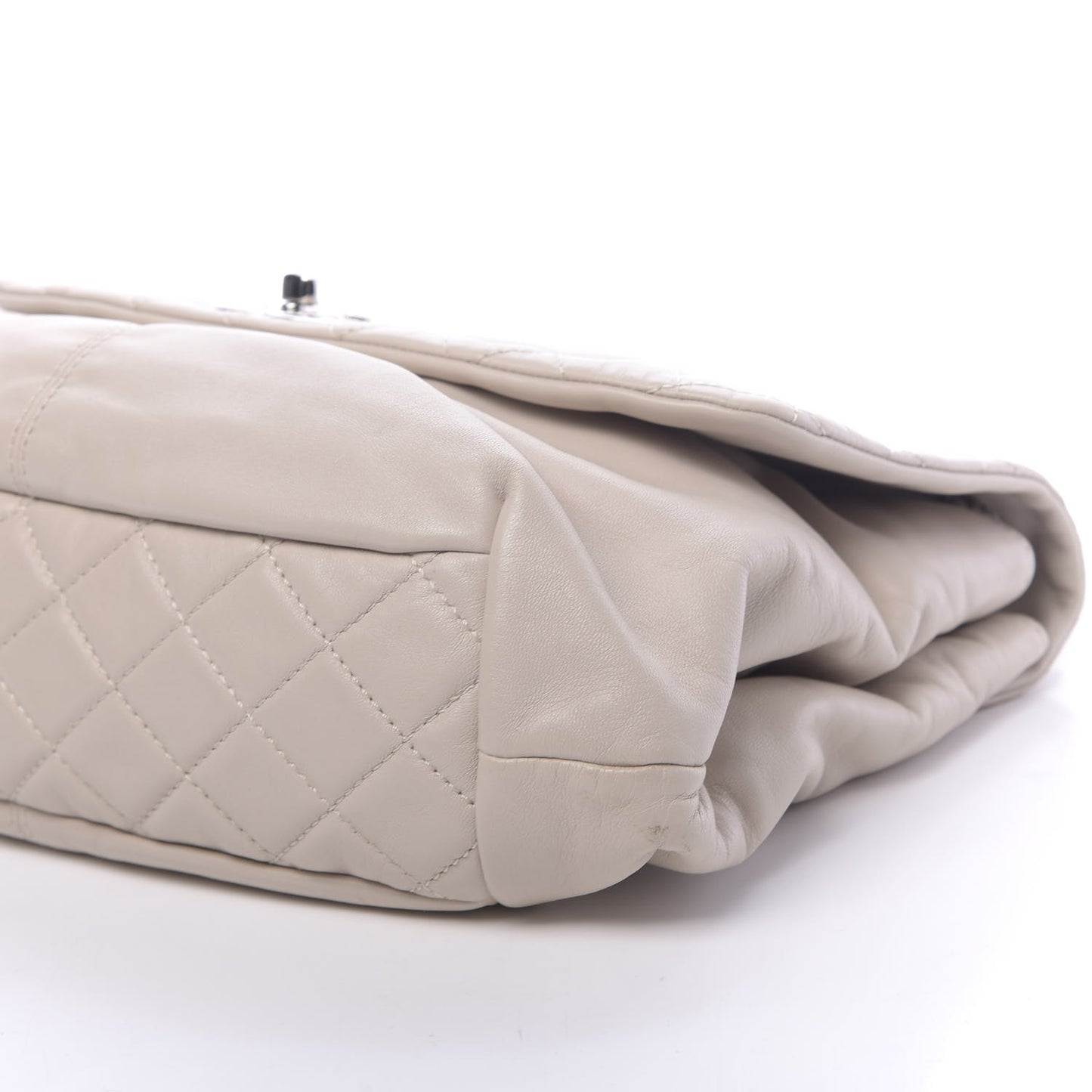 Calfskin Quilted Large Trianon Messenger Flap Light Beige