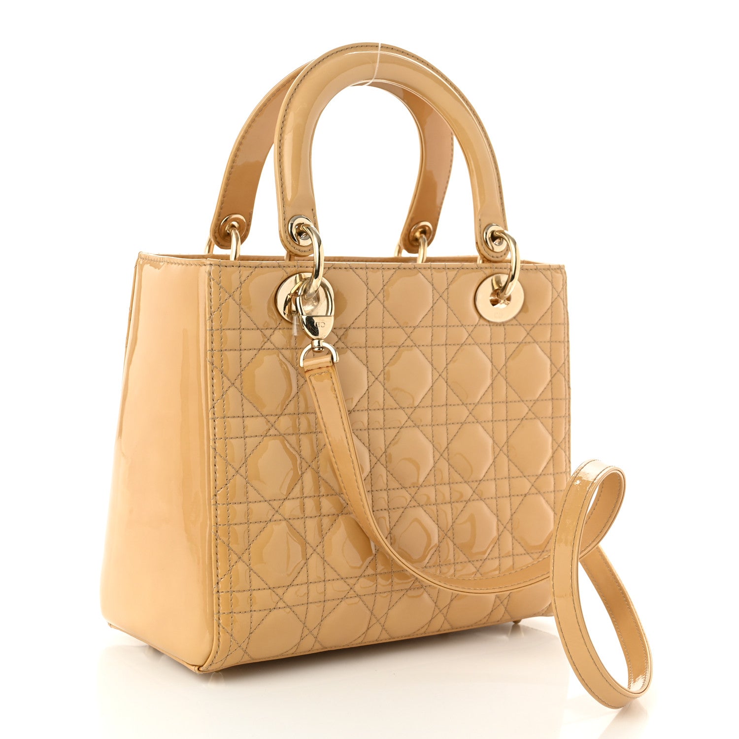 Christian Dior Patent Cannage Medium Lady Dior Beige 3 of 10