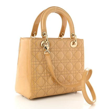 Christian Dior Patent Cannage Medium Lady Dior Beige 3 of 10