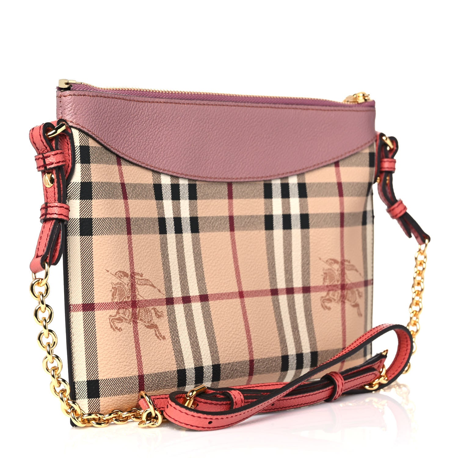 Burberry Haymarket Check Peyton Crossbody Clutch Bag Dusty Pink 3 of 9