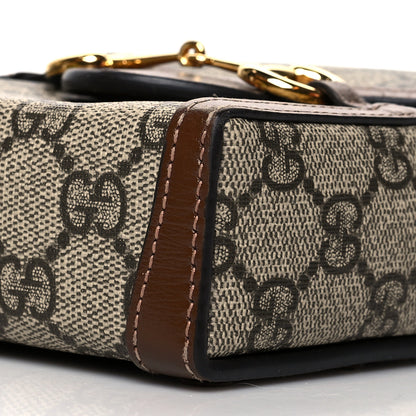Gucci GG Supreme Monogram Mini Horsebit 1955 Crossbody Bag Beige Brown Sugar 9 of 13