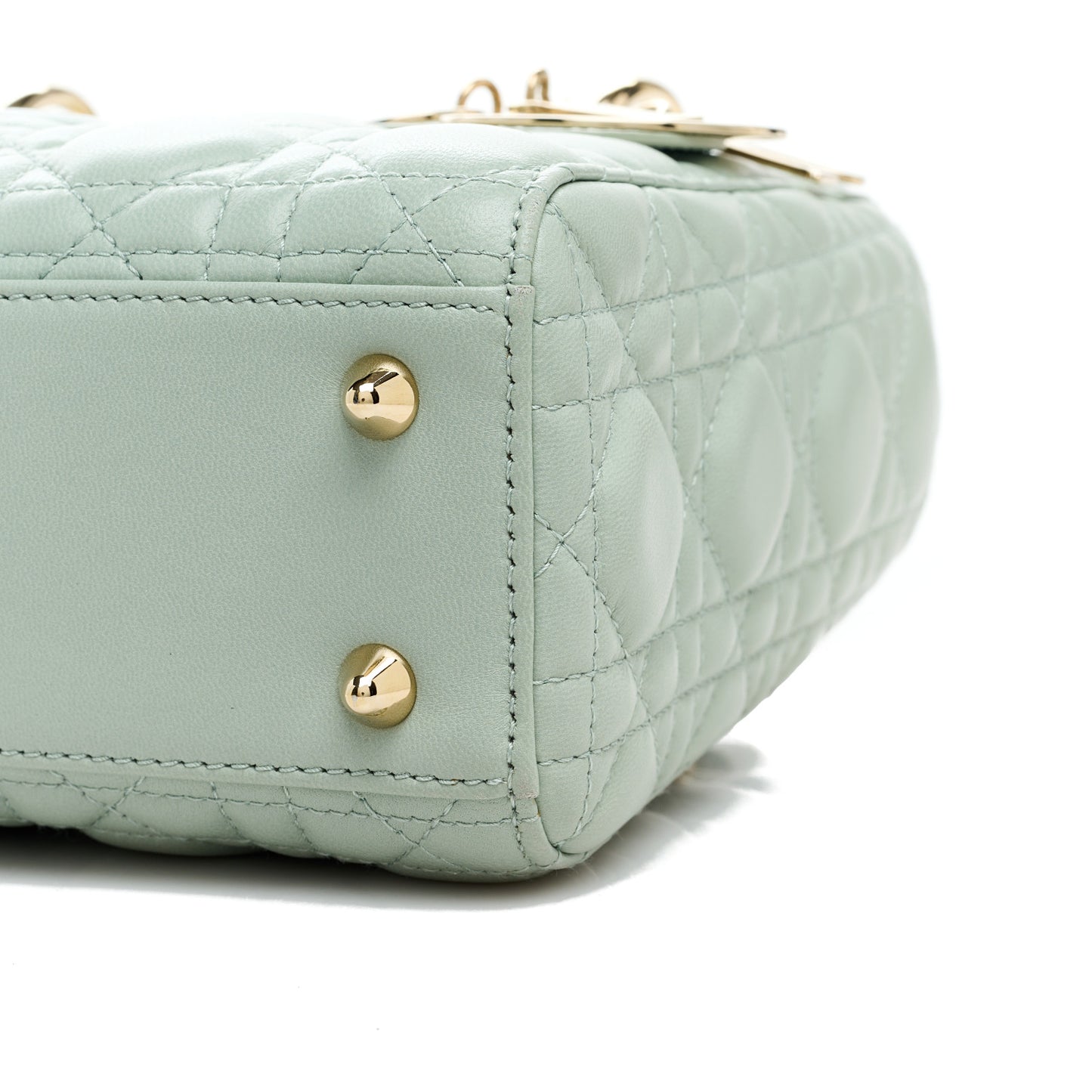 Lambskin Cannage Small Lucky Badges My Lady Dior Green