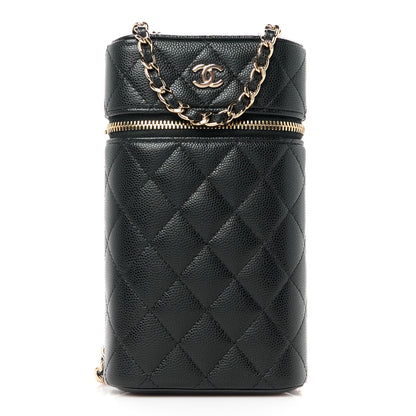 Chanel Caviar Quilted Phone Holder With Chain Black 1 of 10