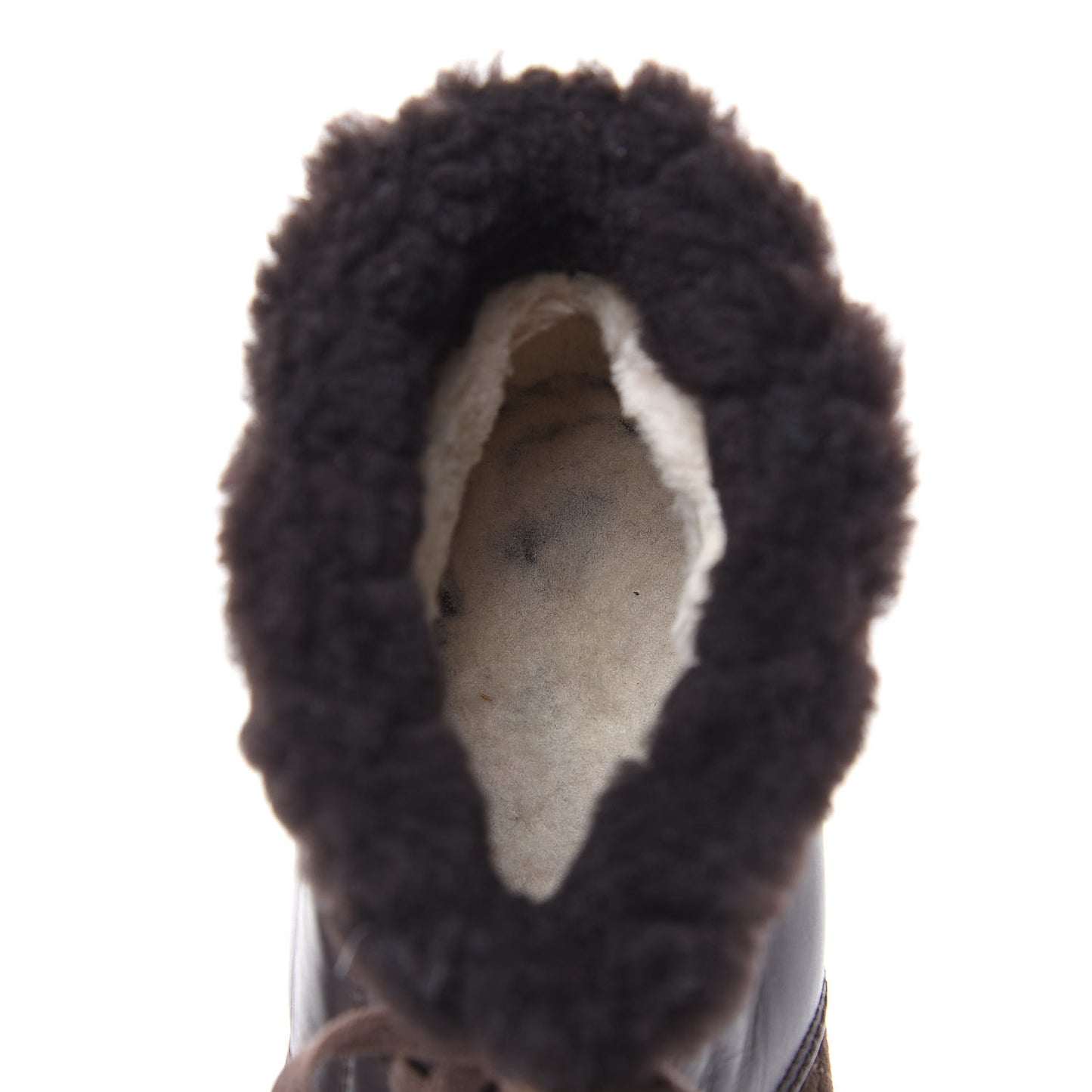 Suede Calfskin Shearling Cap Toe CC Short Boots 38 Brown