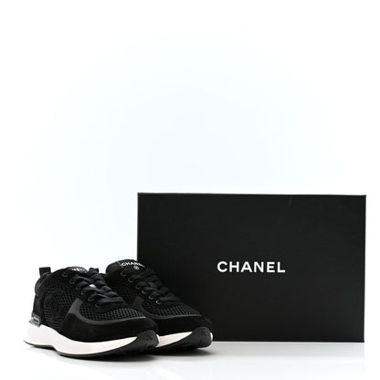 Chanel Mesh Suede Calfskin Fabric CC Womens Sneakers 37.5 Black 9 of 9