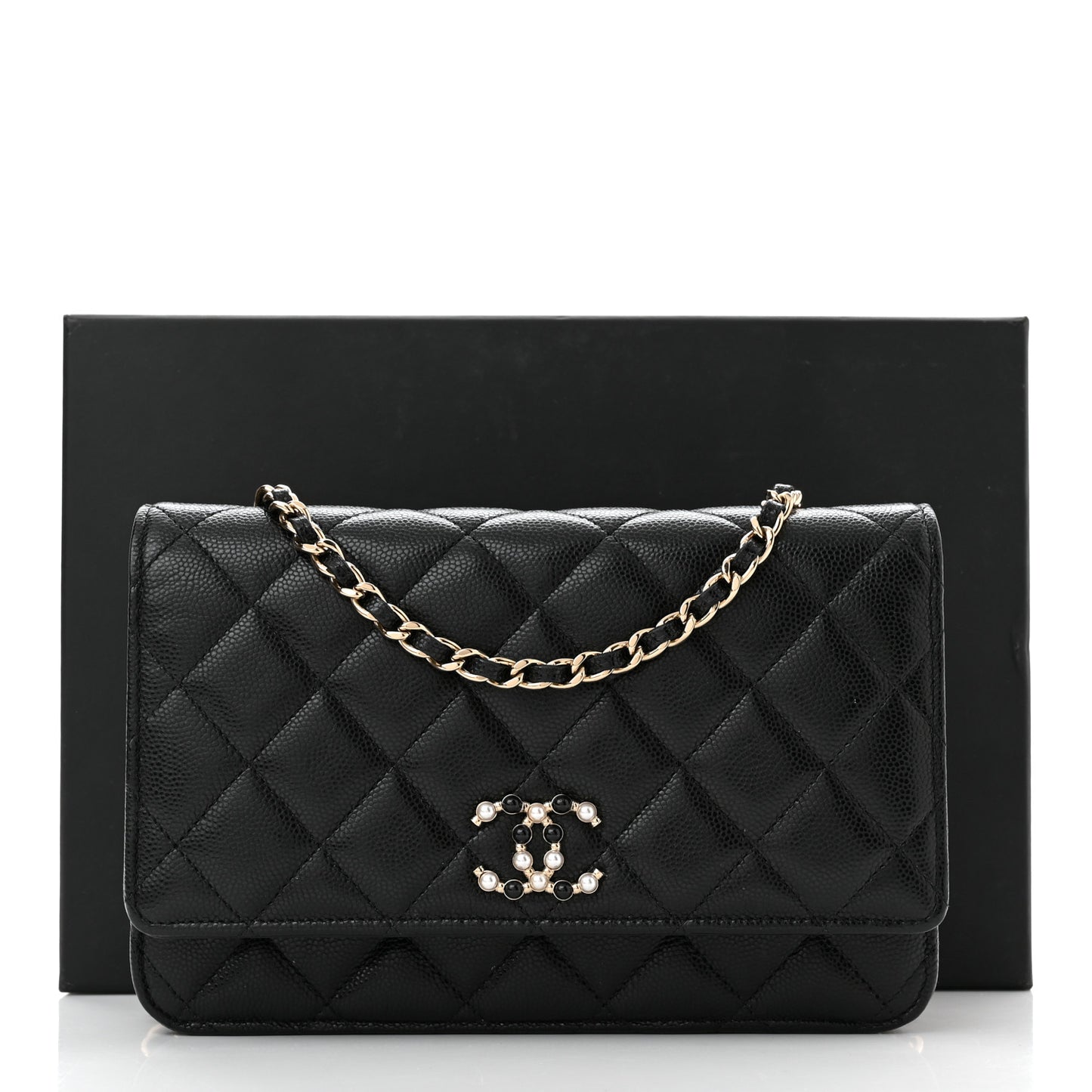 Caviar Quilted Coco Candy Wallet On Chain WOC Black