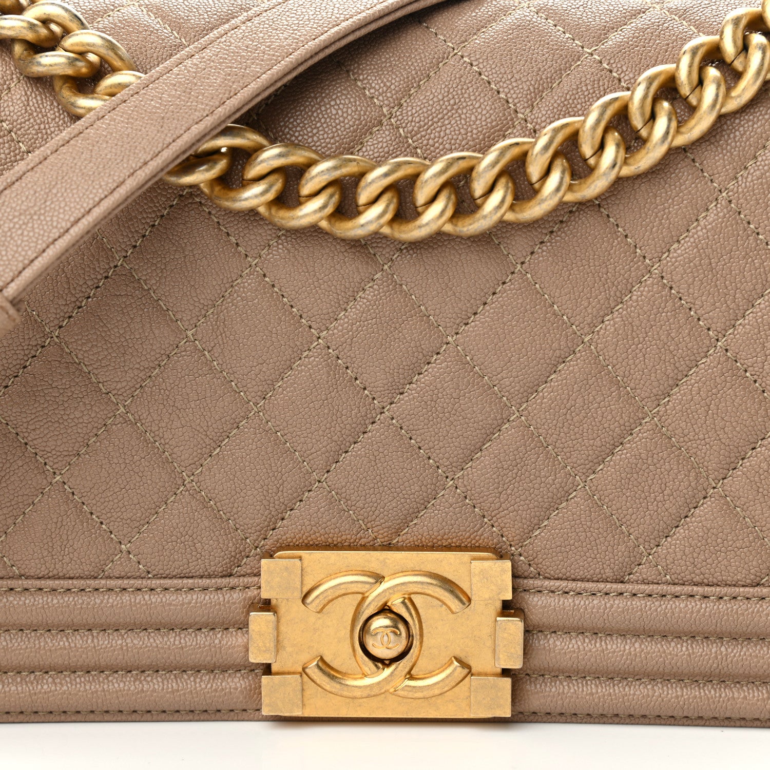Chanel Caviar Quilted Medium Boy Flap Beige 8 of 10