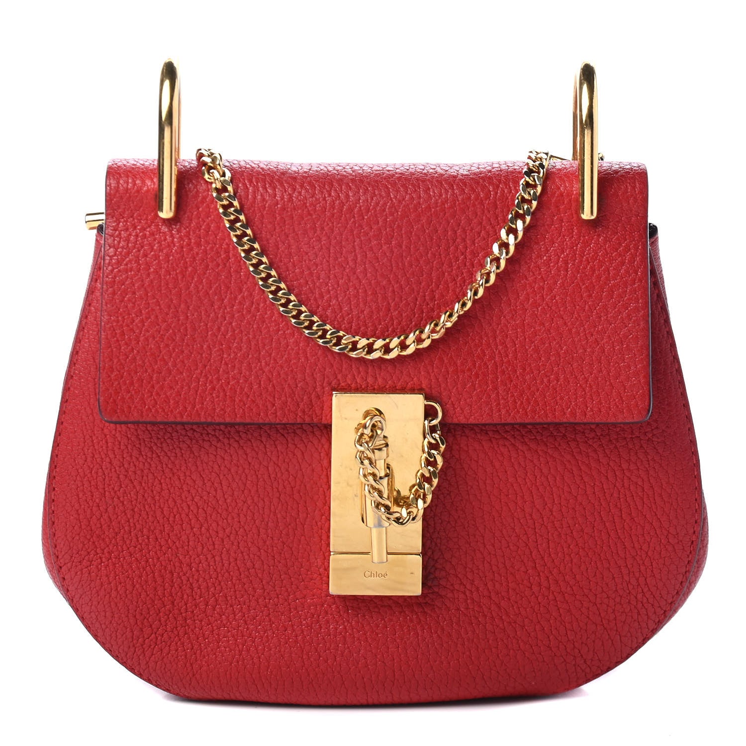 Chloe Grained Lambskin Mini Drew Shoulder Bag Plaid Red 1 of 4
