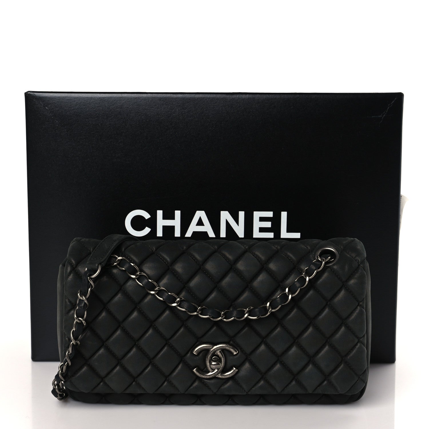 Chanel Iridescent Calfskin Small New Bubble Quilt Flap Black 9 of 9