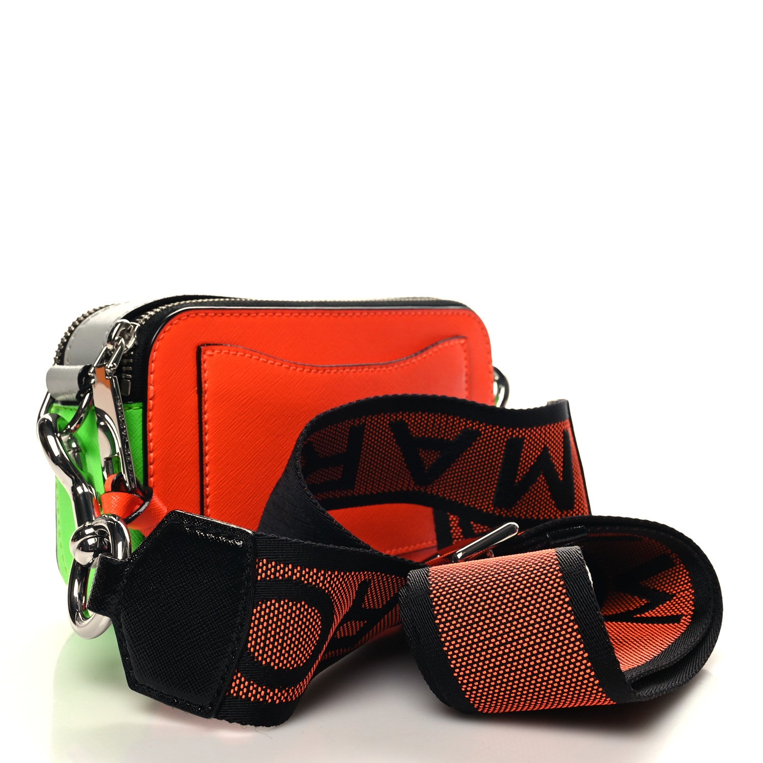Marc Jacobs Saffiano Small Fluoro Snapshot Camera Bag Neon Orange