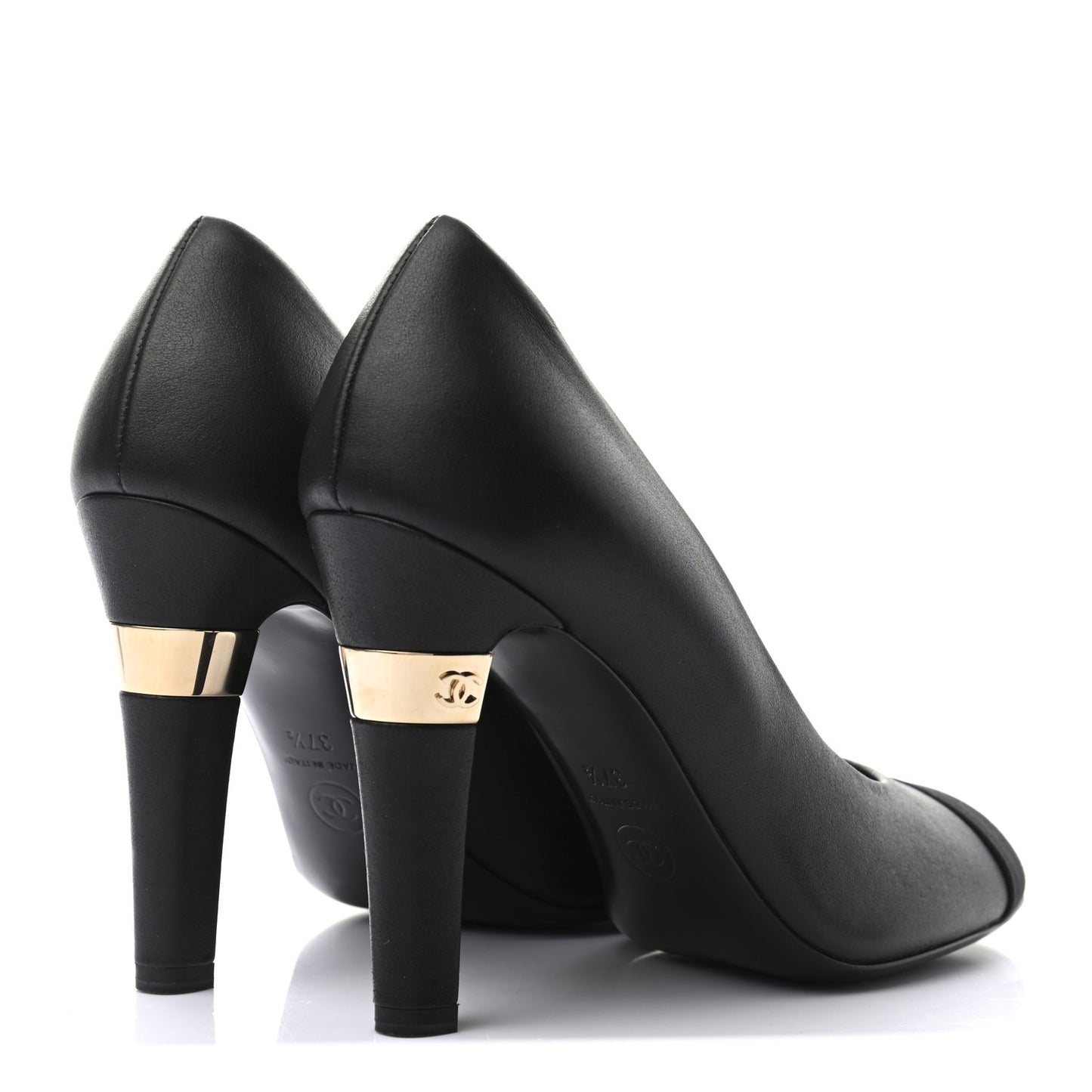 Lambskin Grosgrain Cap Toe CC Pumps 37.5 Black