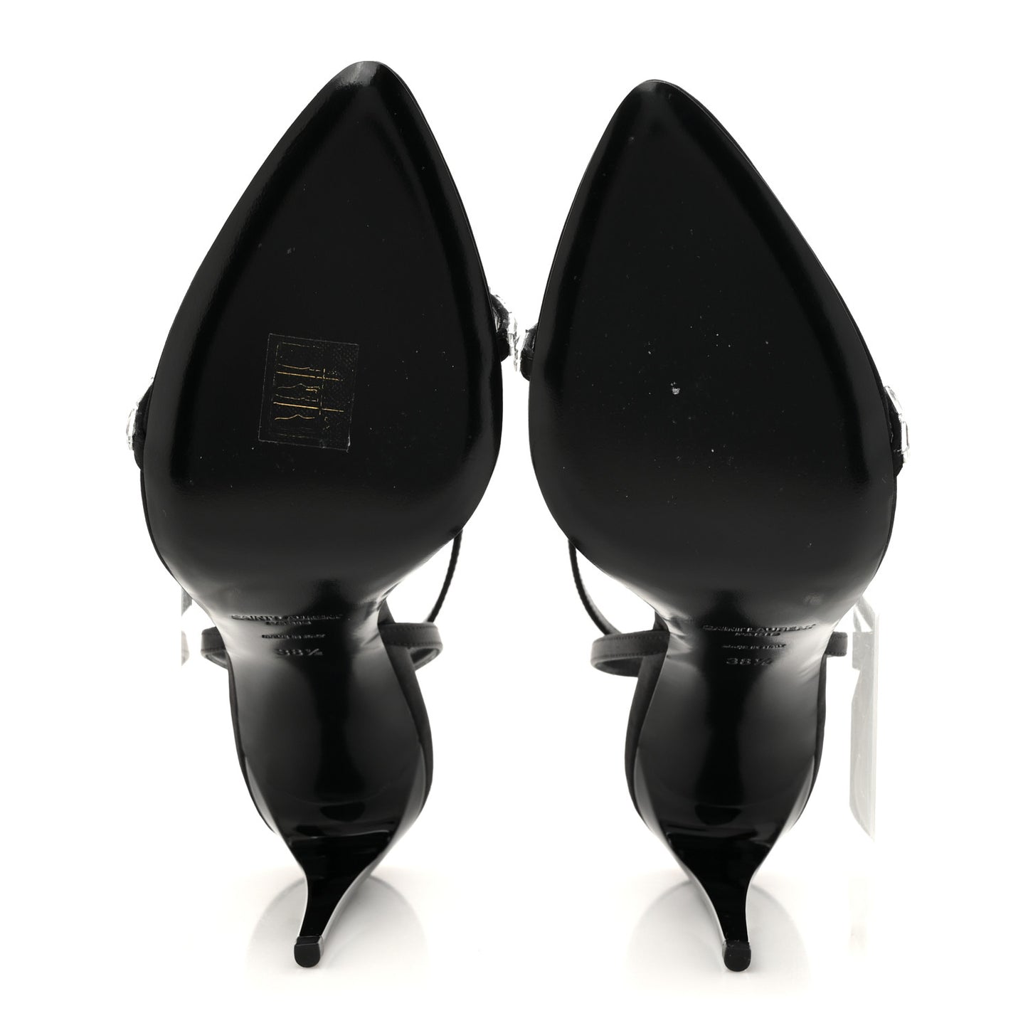 Crepe Satin Crystal New Nuit 90 Ankle Strap Sandals 38.5 Black