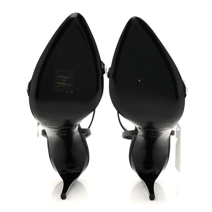 Saint Laurent Crepe Satin Crystal New Nuit 90 Ankle Strap Sandals 38.5 Black 6 of 10