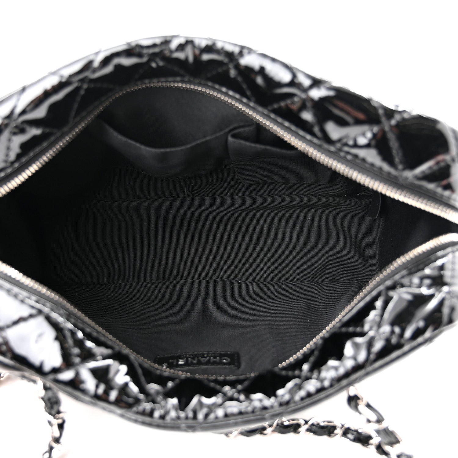 Chanel Patent Quilted Bowler Bag Black 5 of 10