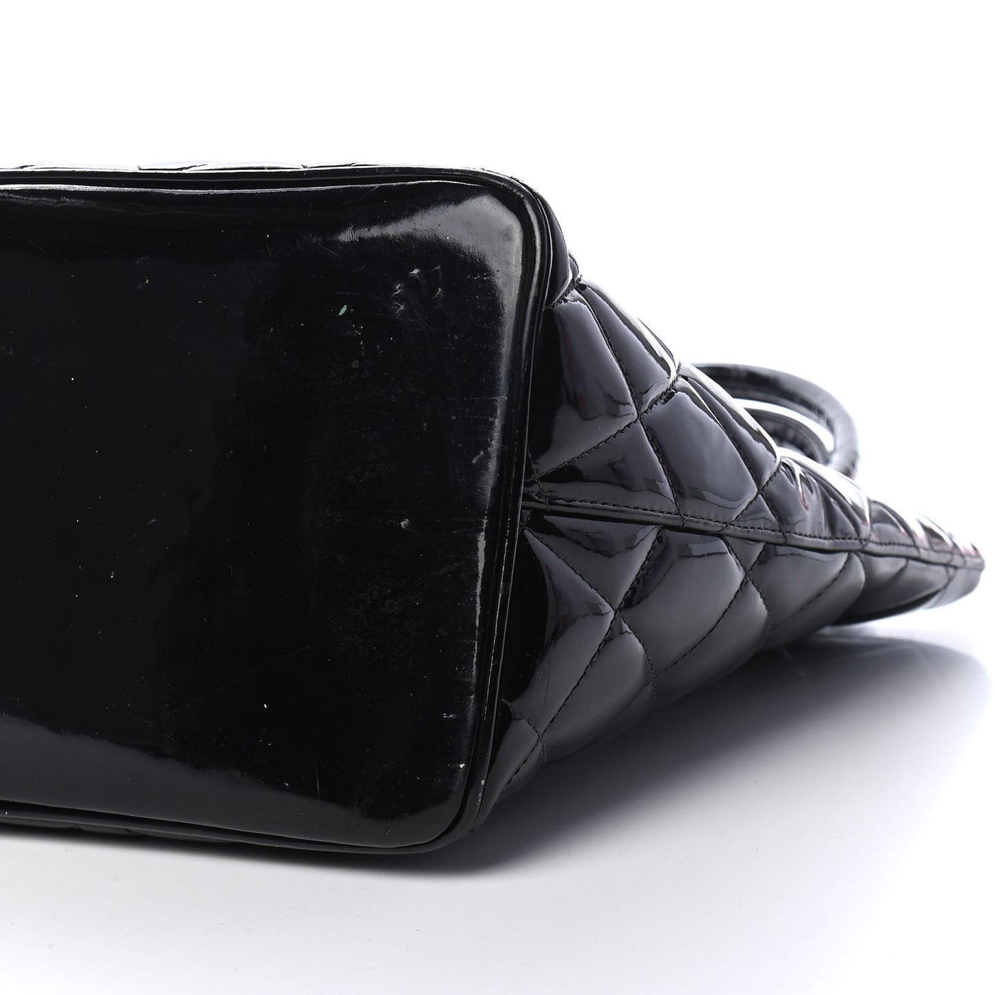 Patent Quilted Medallion Tote Black
