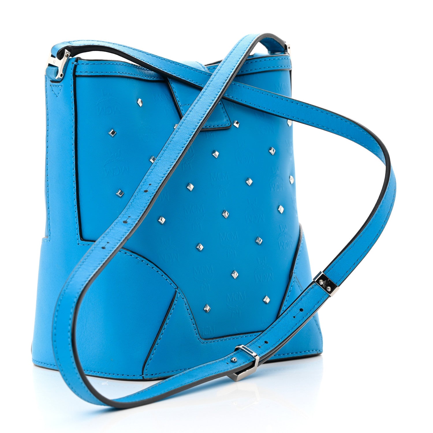 MCM Odeon Studded Mini Claudia Hobo Tile Blue 3 of 14