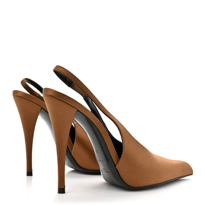 Saint Laurent Silk Satin Faye 110 Pumps 38 Deep Cognac 4 of 9