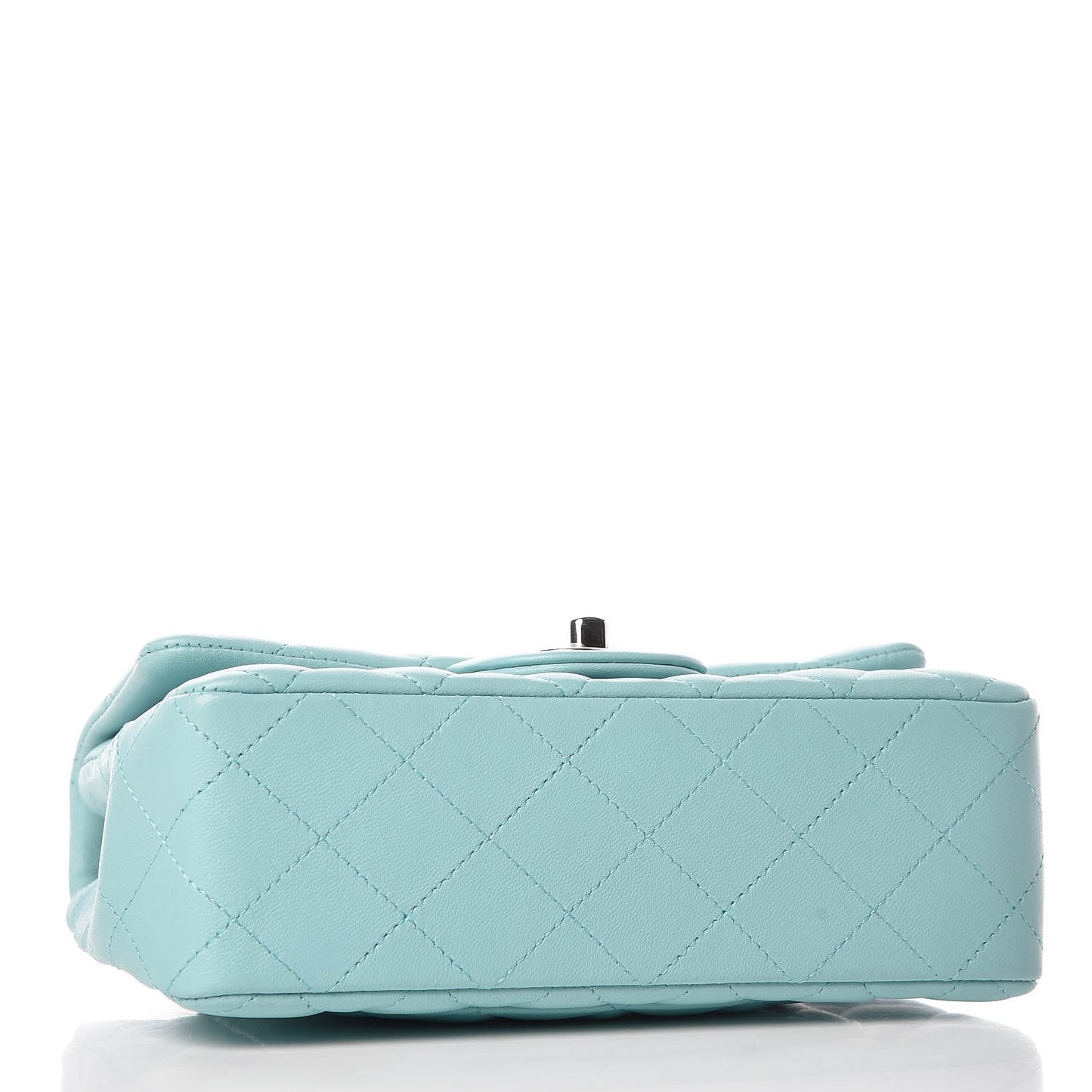 Lambskin Quilted Mini Rectangular Flap Light Blue