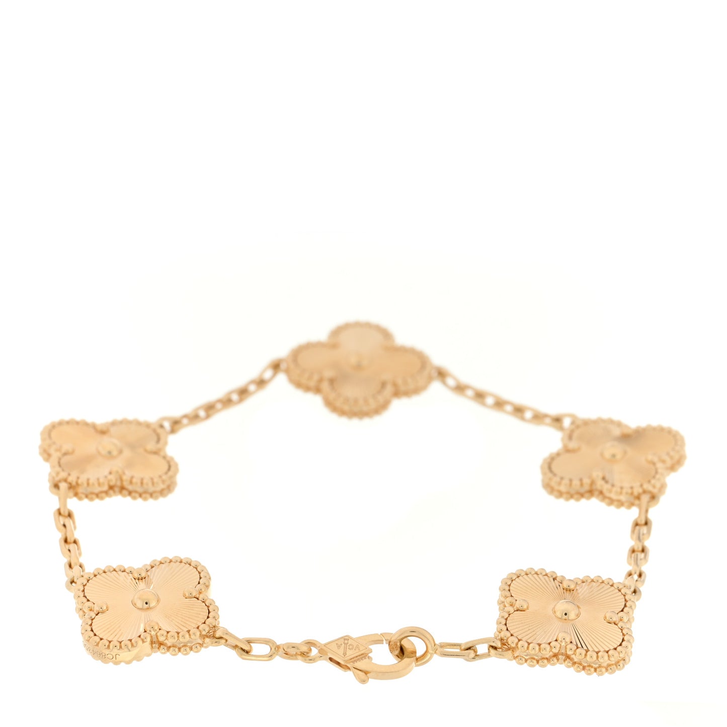 18K Yellow Gold 5 Motifs Guilloche Vintage Alhambra Bracelet