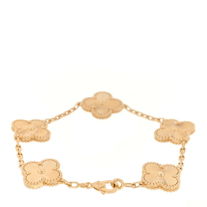Van Cleef & Arpels 18K Yellow Gold 5 Motifs Guilloche Vintage Alhambra Bracelet 2 of 3