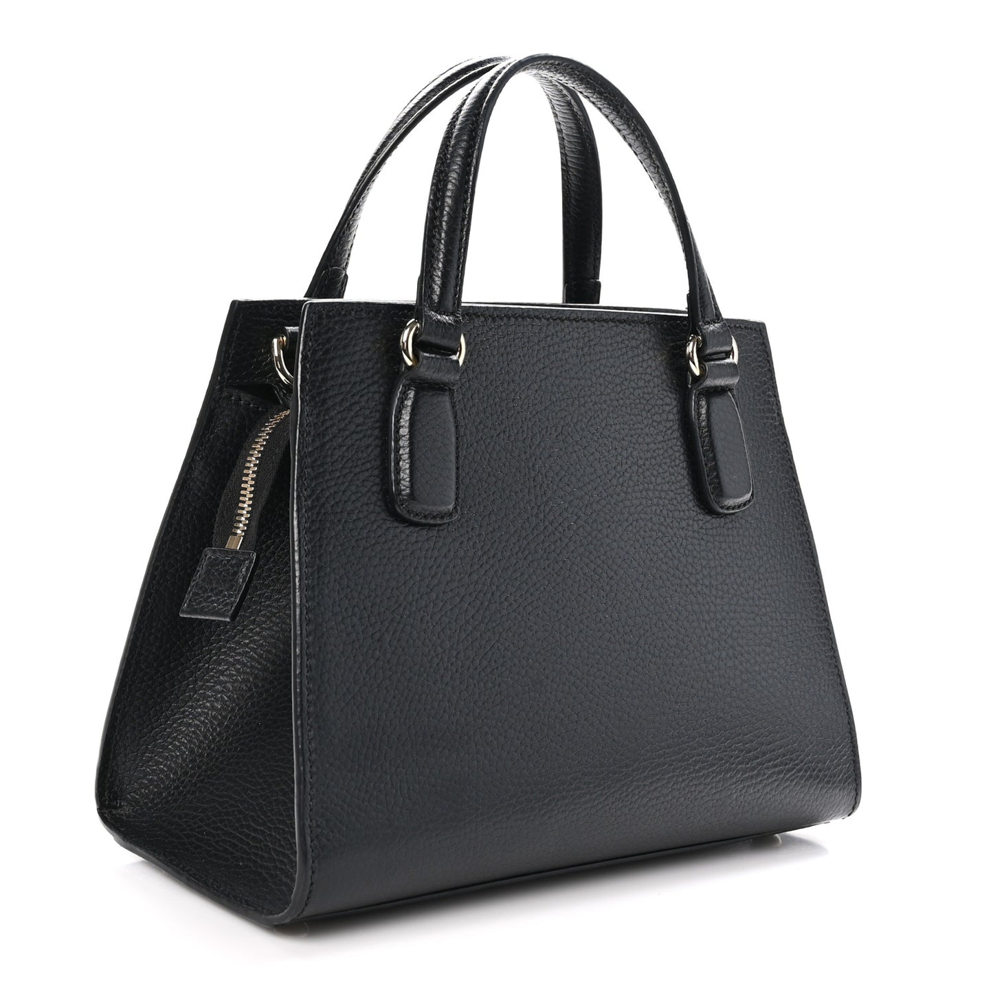 Pebbled Calfskin Medium Soho Top Handle Satchel Black