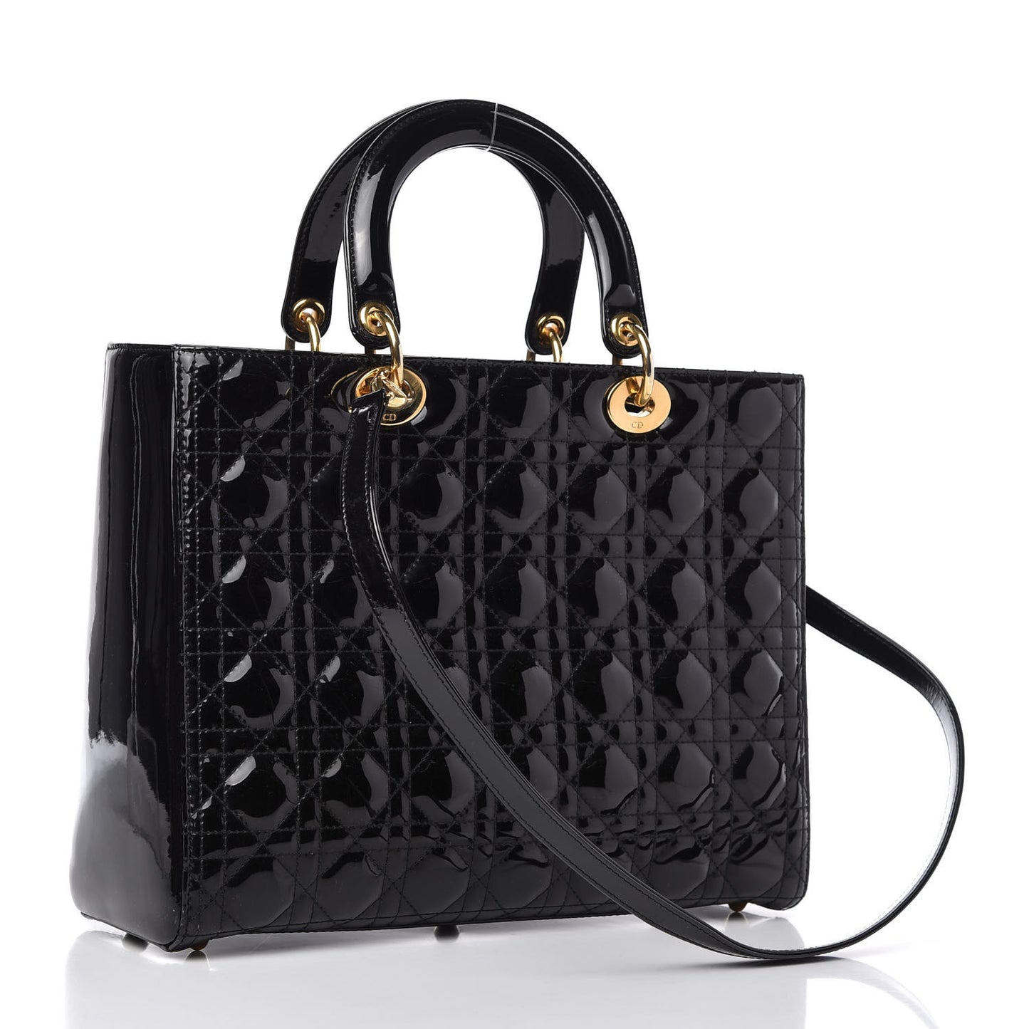 Patent Cannage Large Lady Dior Black