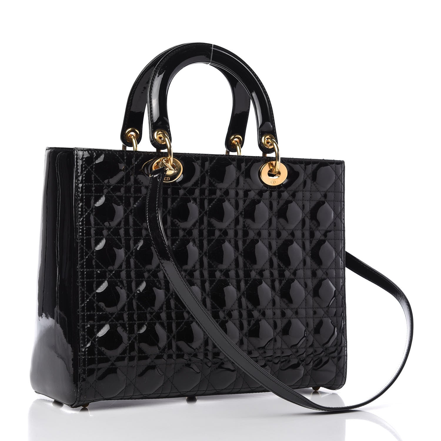 Christian Dior Patent Cannage Large Lady Dior Black 3 of 10