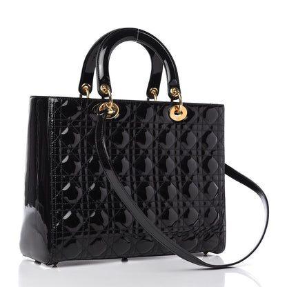 Christian Dior Patent Cannage Large Lady Dior Black 3 of 10