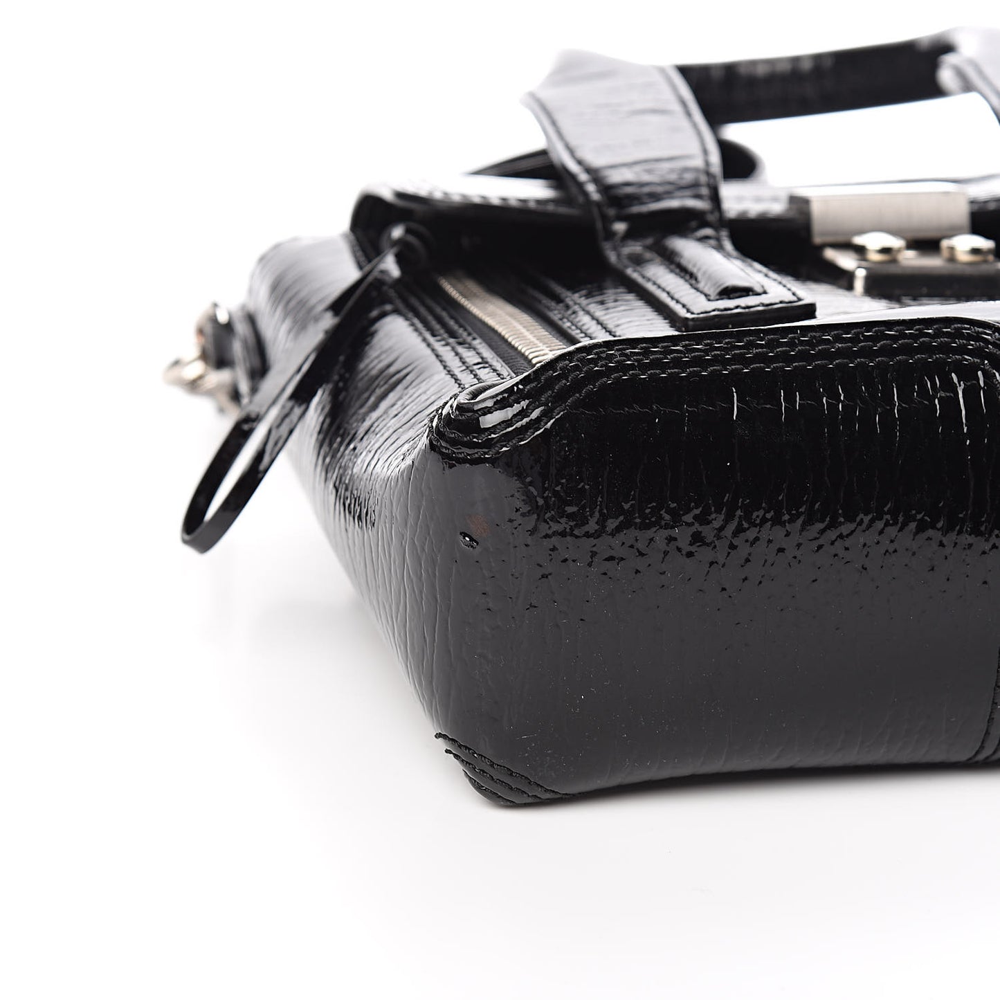 3.1 Textured Patent Mini Pashli Satchel Black