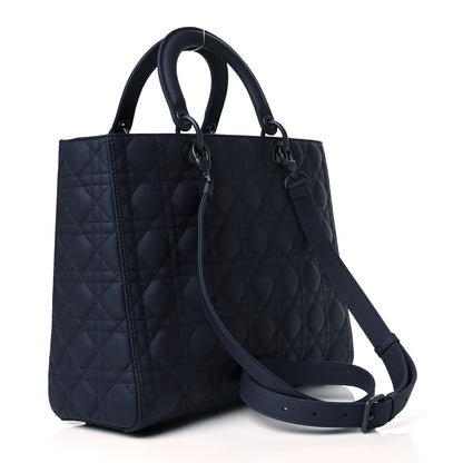 Christian Dior Ultra Matte Calfskin Cannage Large Lady Dior Blue 3 of 10
