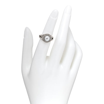 David Yurman Sterling Silver Diamond Pearl 8mm Petite Cerise Ring 49 5 2 of 5