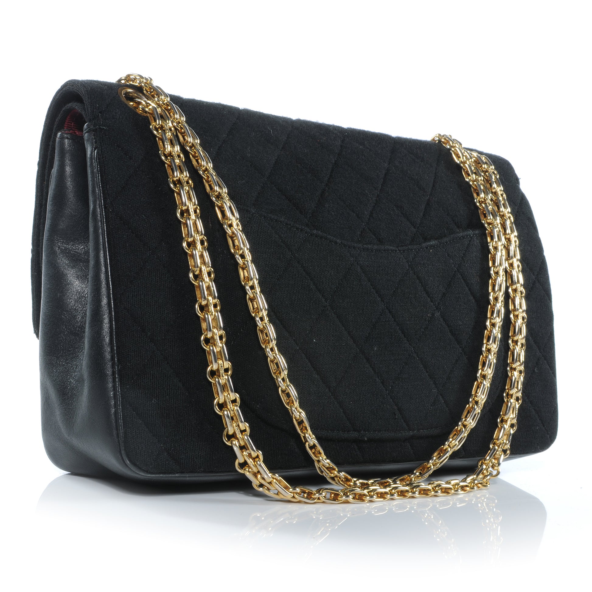 Chanel Jersey Quilted Medium Double Flap Black 3 of 9