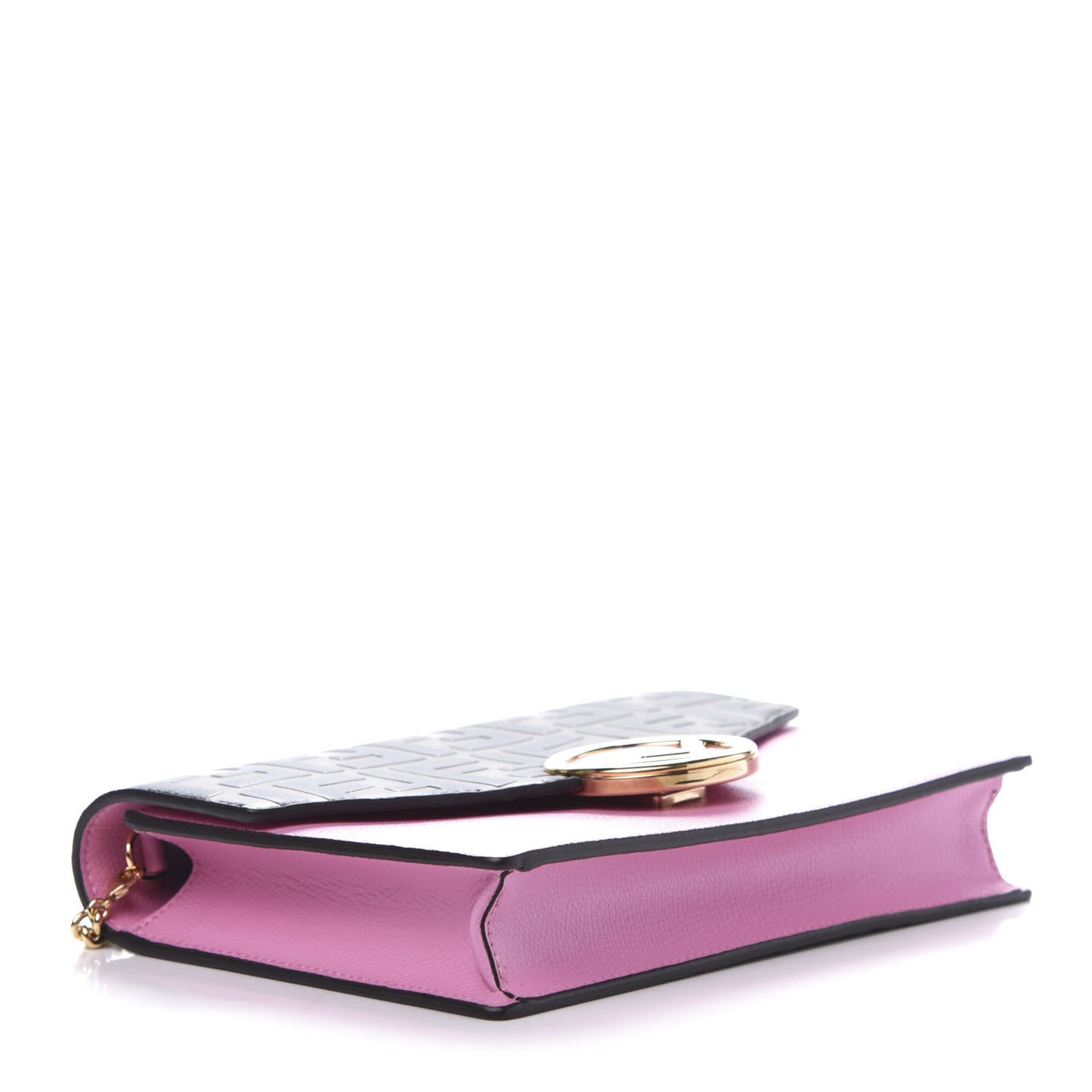 Vitello Cruise F is Fendi Bi-Color FF 1974 Embossed Medium Envelope Wallet On Chain Maya Black Lollypop
