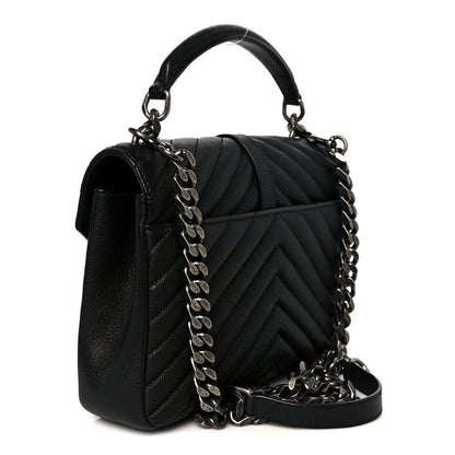 Saint Laurent Sheepskin Matelasse Chevron Monogram Medium College Bag Black 2 of 11