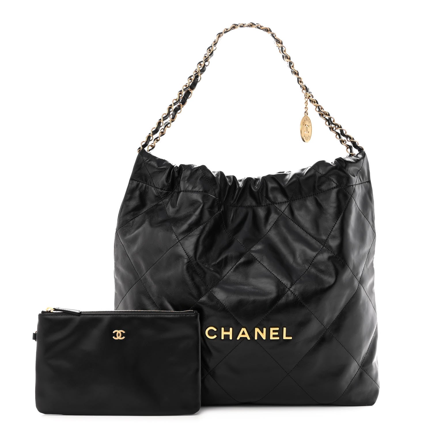 Chanel Shiny Calfskin Quilted Chanel 22 Black 1 of 12