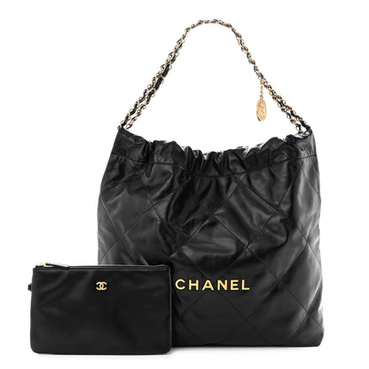 Chanel Shiny Calfskin Quilted Chanel 22 Black 1 of 12