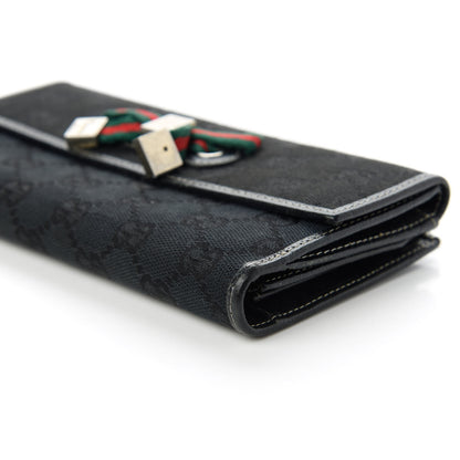Gucci Monogram Web Bow Wallet Black 7 of 12