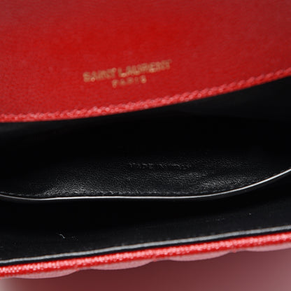 Saint Laurent Grain De Poudre Matelasse Monogram Medium Vicky Chain Bag Red 7 of 10