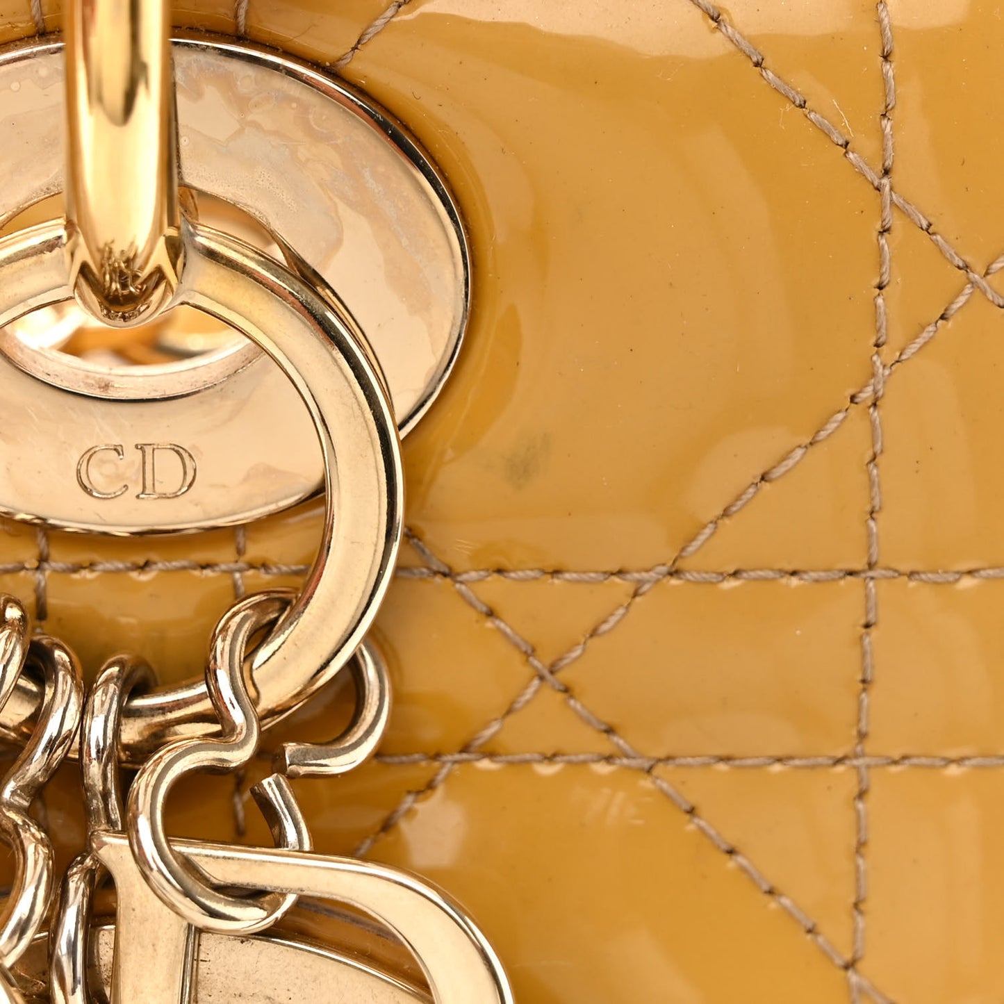 Patent Cannage Medium Lady Dior Beige